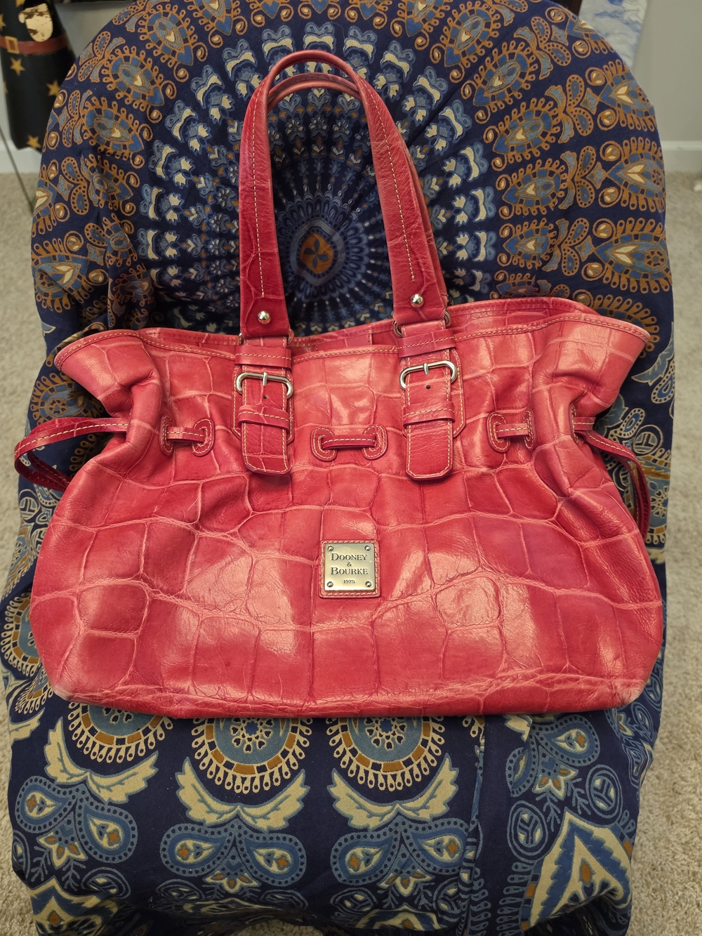 Dooney & Bourke Red Croc-Embossed Leather Tote